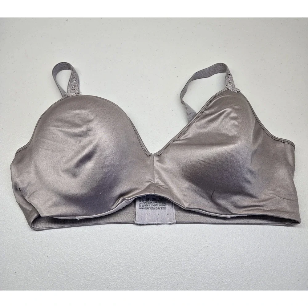 Bali Women Bra 42D Gray T Shirt Underwired Lace Strap Adjustable Lightly Lined